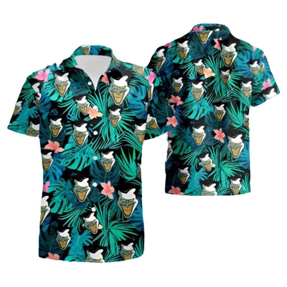 Joker Hawaii Shirt Dc Classic Joker Face Tropical Pattern Hawaiian Shirt Green Unisex - Hawaiian Summer Shirt For Men