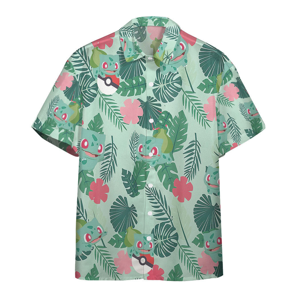 Pokemon Hawaiian Shirt Bulbasaur Tropical Green Hawaii Shirt Pokemon Aloha Shirt