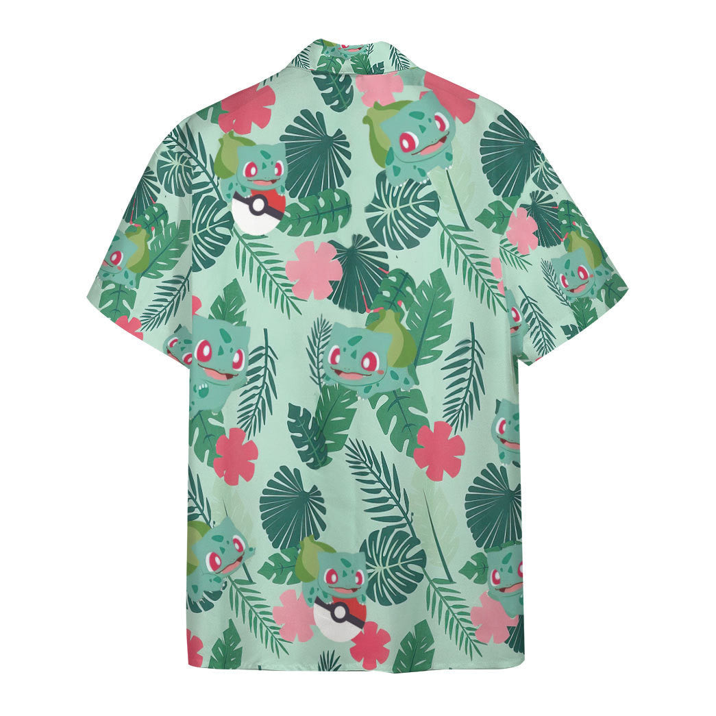 Pokemon Hawaiian Shirt Bulbasaur Tropical Green Hawaii Shirt Pokemon Aloha Shirt
