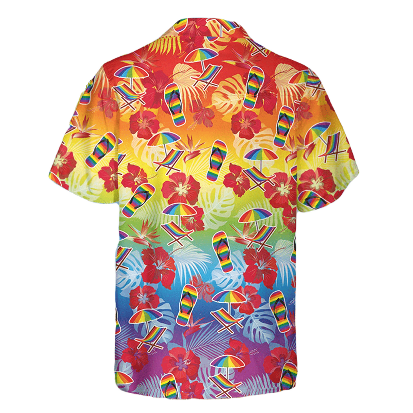 Lgbt Hawaii Shirt Rainbow Slipper Umbrella Hibiscus Pattern Hawaiian Shirt Colorful Unisex - Hawaiian Summer Shirt For Men