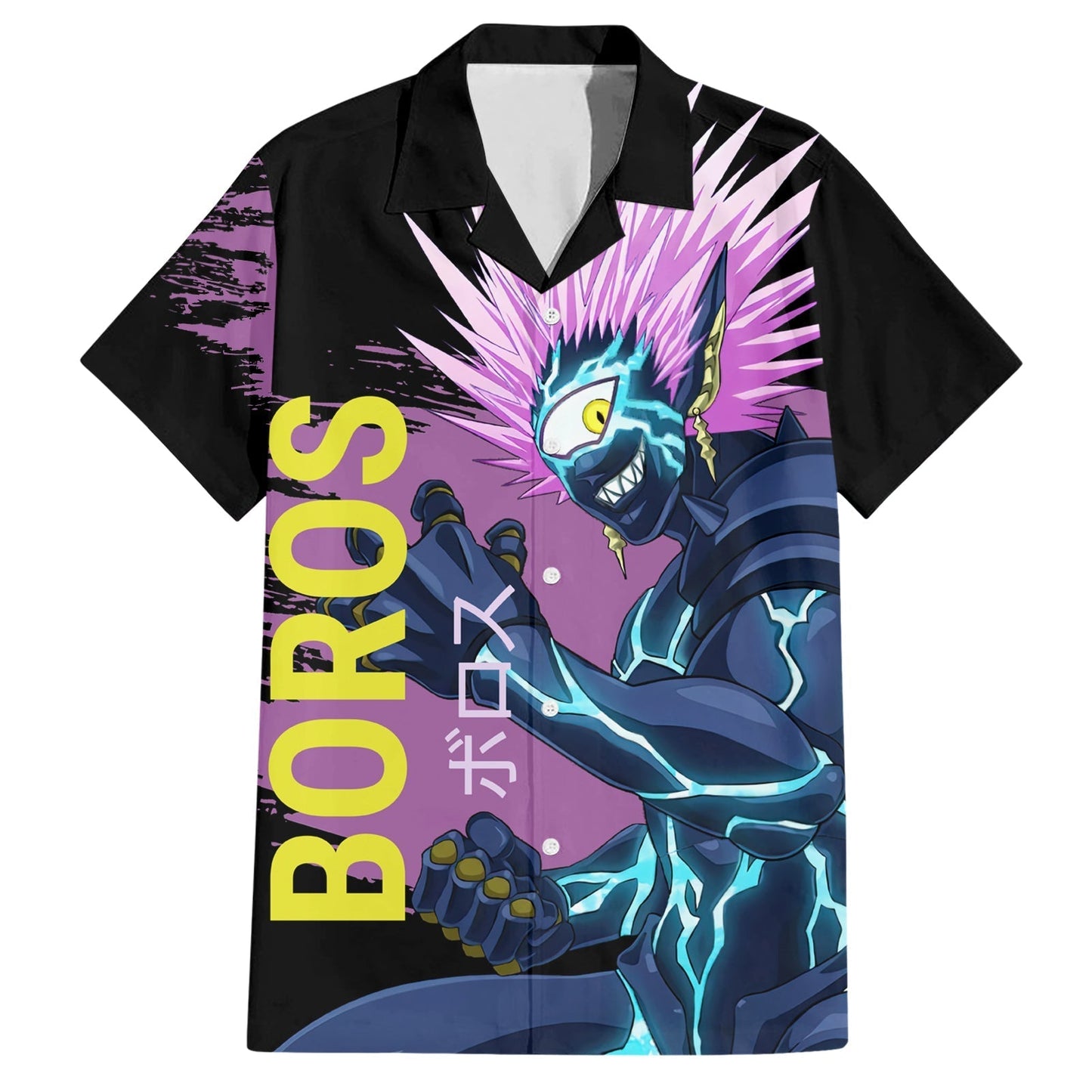 One Punch Man Hawaii Shirt One Punch Man Boros Antagonist Hawaiian Shirt Black Purple Unisex - Hawaiian Summer Shirt For Men