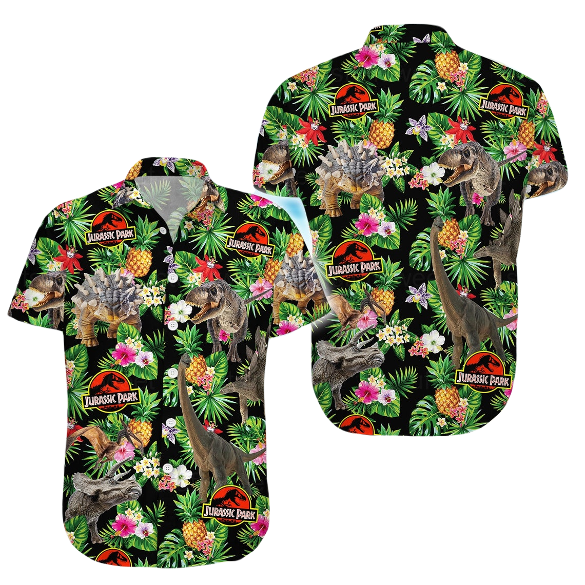 Jurassic Park Hawaii Shirt All Types Of Dinosaur Tropical Pattern Hawaiian Shirt Colorful Unisex - Hawaiian Summer Shirt For Men