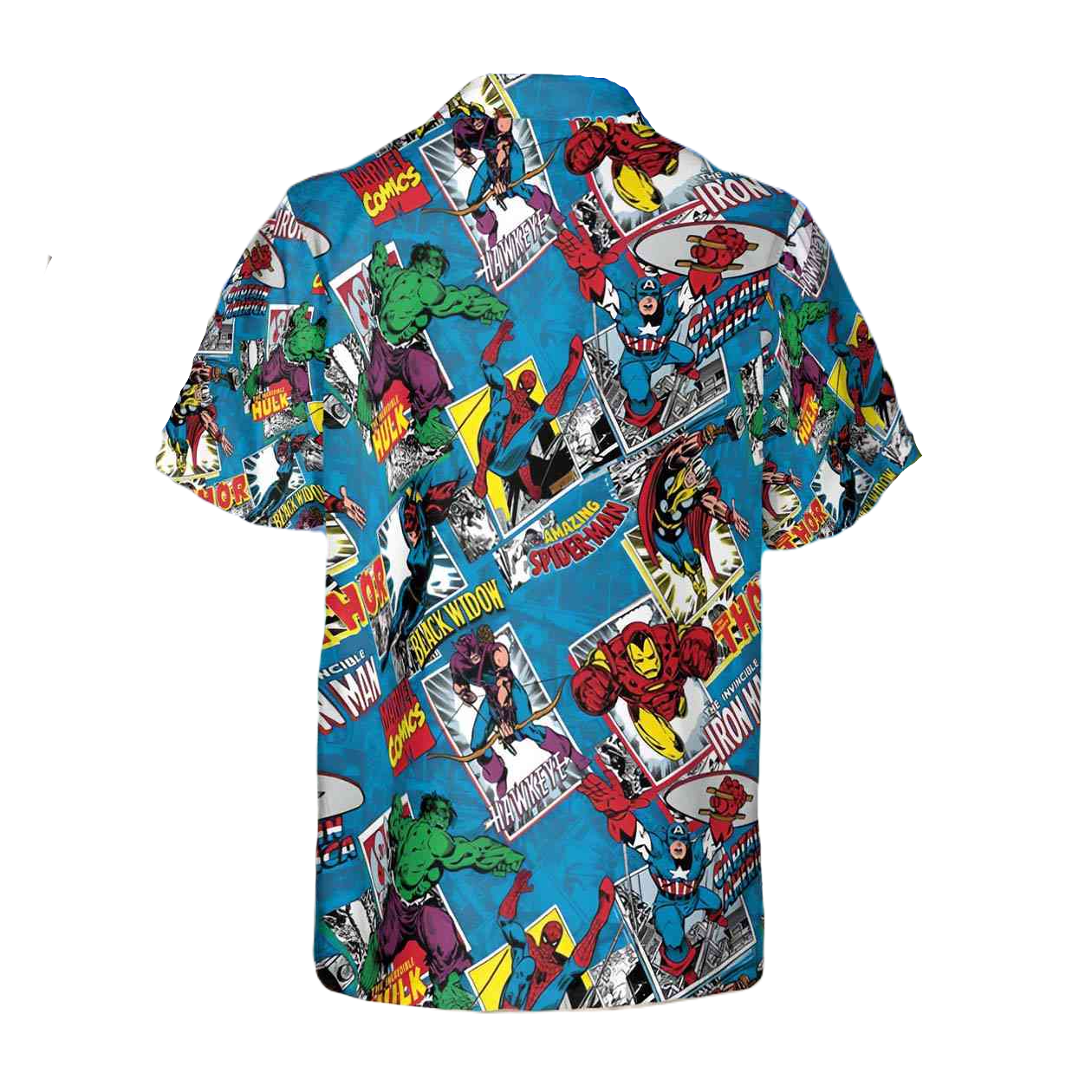 Marvel Hawaii Shirt Marvel Superheroes Comic Style Pattern Hawaiian Shirt Blue Unisex - Hawaiian Summer Shirt For Men