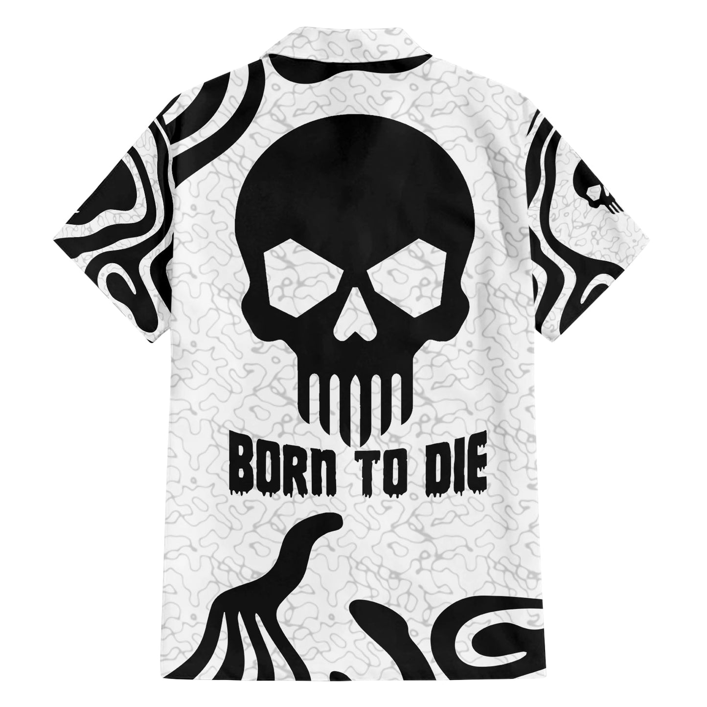 Skull Hawaii Shirt Skull Born To Die Pattern Hawaiian Shirt Black White Unisex - Hawaiian Summer Shirt For Men