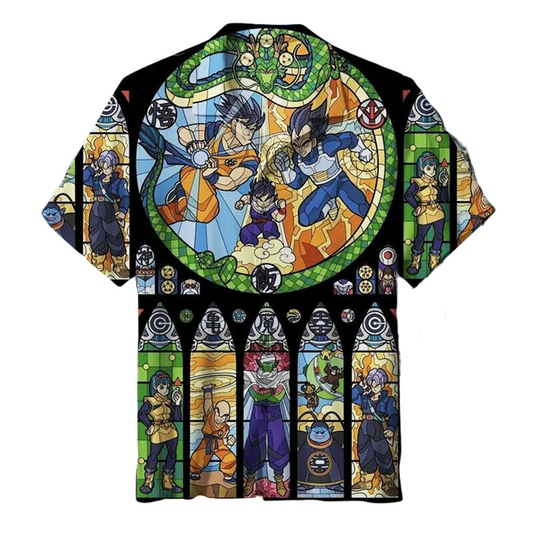 Dragon Ball Hawaii Shirt Dragon Ball Characters Stained Glass Hawaiian Shirt Colorful Unisex - Hawaiian Summer Shirt For Men