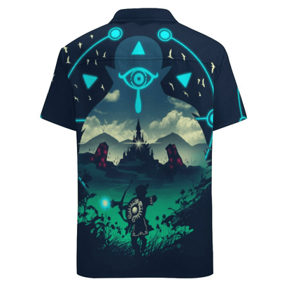 Legend Of Zelda Hawaii Shirt Link Zelda Silhouette Castle Graphic Hawaiian Shirt Blue Unisex - Hawaiian Summer Shirt For Men