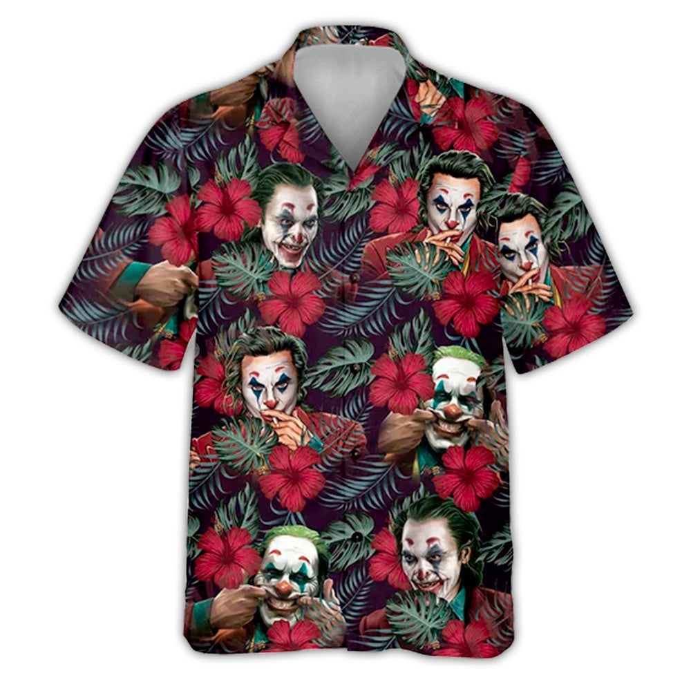 Joker Hawaii Shirt Dc Joker Smoking Laughing Tropical Pattern Hawaiian Shirt Green Red Unisex - Hawaiian Summer Shirt For Men