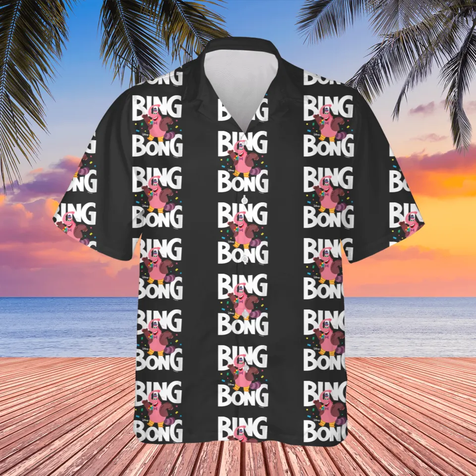 Inside Out Hawaii Shirt Disney Inside Out Bing Bong Pattern Aloha Shirt Black Unisex - Hawaiian Summer Shirt For Men